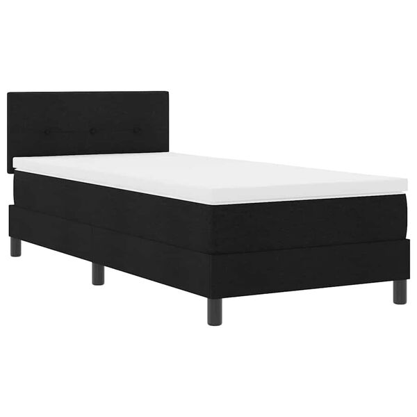 vidaXL Boxspringbett mit Matratze mit LED Schwarz 90 x 190 cm Stoff