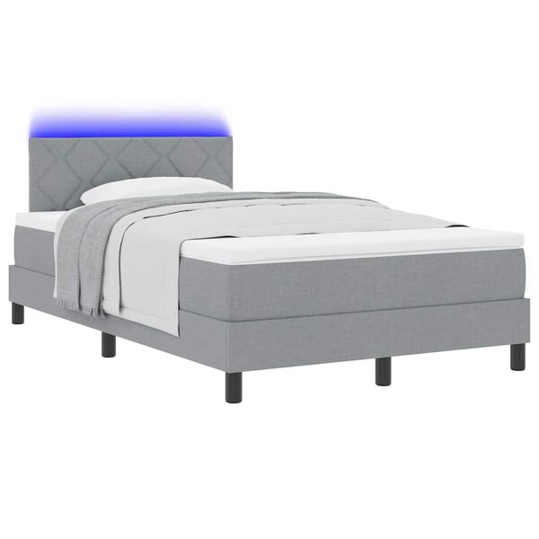 vidaXL Boxspringbett mit Matratze Hellgrau 120 x 190 cm Stoff