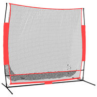 vidaXL Baseball-Netz Tragbar Schwarz und Rot 215x107x216 cm Polyester