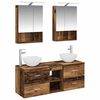 vidaXL Badezimmerm&ouml;bel-Set 5 pcs Altholz Ingenieurholz und Glas
