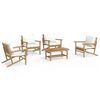 vidaXL 5-tlg. Garten-Lounge-Set mit Cremewei&szlig;en Kissen Bambus