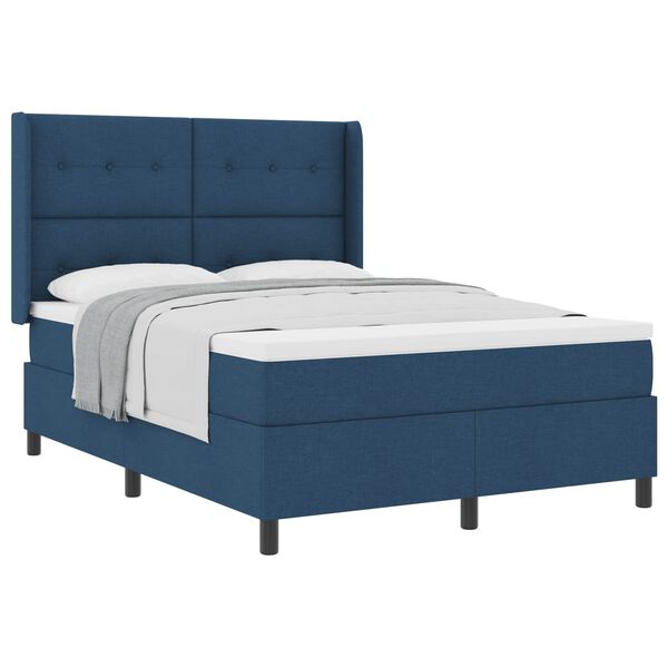 vidaXL Boxspringbett mit Matratze mit Kopfteil Blau 200 x 160 cm Stoff