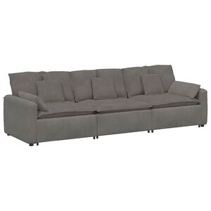 vidaXL Modulares Sofa mit Kissen Hellgrau