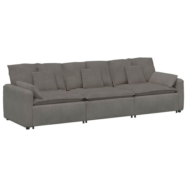 vidaXL Modulares Sofa mit Kissen Hellgrau
