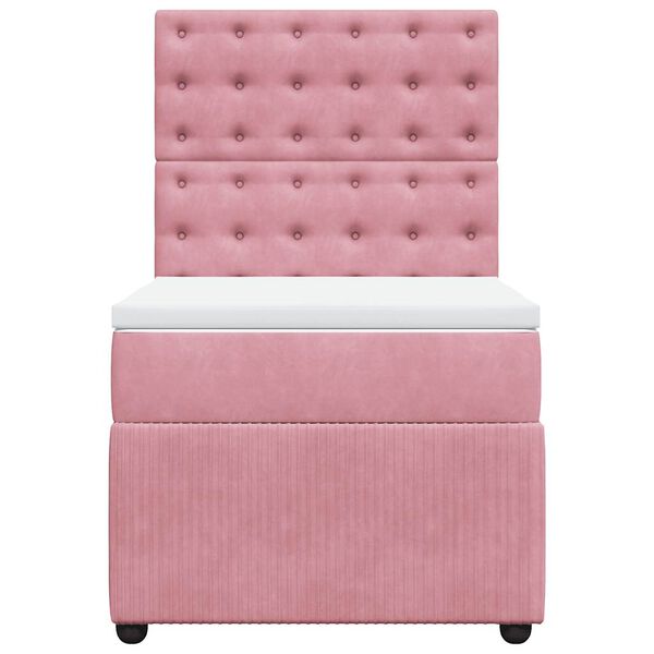 vidaXL Boxspringbett mit Matratze Rosa 80x200 cm Samt