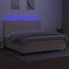 vidaXL Boxspringbett mit Matratze & LED Creme 200x200 cm Stoff