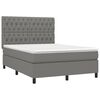 vidaXL Boxspringbett mit Matratze & LED Dunkelgrau 140x200 cm Stoff