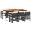 vidaXL 7-tlg. Garten-Essgruppe mit Kissen Schwarz Poly Rattan
