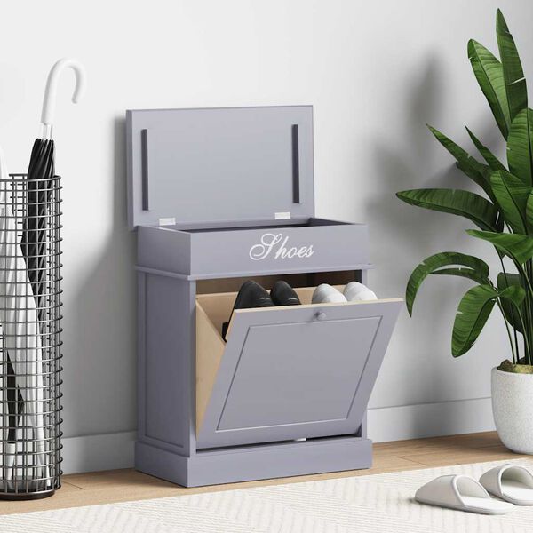 vidaXL Schuhschrank Grau 50 x 28 x 58 cm Paulownia Holz