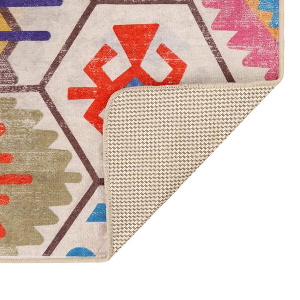 vidaXL Teppich Waschbar Mehrfarbig 80x300 cm Rutschfest