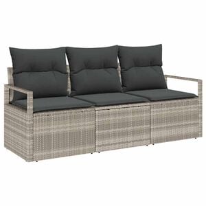 vidaXL Sofa Set 3 pcs Hellgrau Poly-Rattan