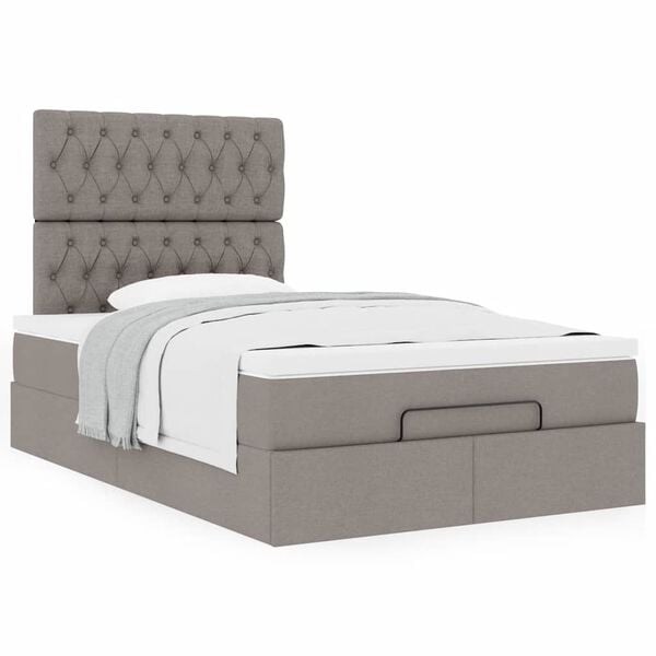 vidaXL Ottoman-Bett mit Matratze Taupe 120x190 cm Stoff
