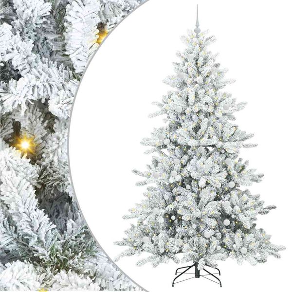 vidaXL K&uuml;nstlicher klappbarer Weihnachtsbaum Wei&szlig; 240 cm PVC und Stahl