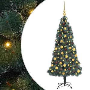 vidaXL K&uuml;nstlicher vorbeleuchteter Weihnachtsbaum mit Kugelset 180 cm