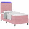 vidaXL LED Boxspringbett mit Matratze Rosa 90 x 200 cm Stoff