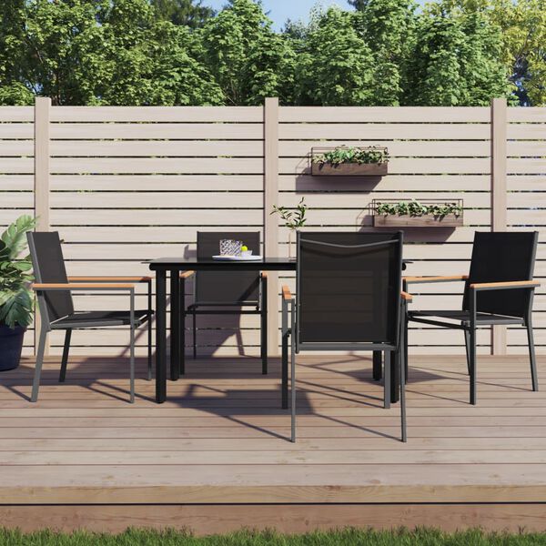 vidaXL Gartenst&uuml;hle 4 Stk. Schwarz 55x61,5x90 cm Textilene und Stahl