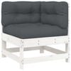 vidaXL Ecksofa mit Kissen Wei&szlig; Massivholz Kiefer