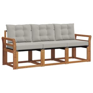 vidaXL Outdoor-Sofagarnitur mit Kissen 3 pcs Nat&uuml;rlich und Hellgrau