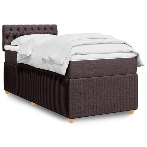 vidaXL Boxspringbett mit Matratze Dunkelbraun 90x200 cm Stoff