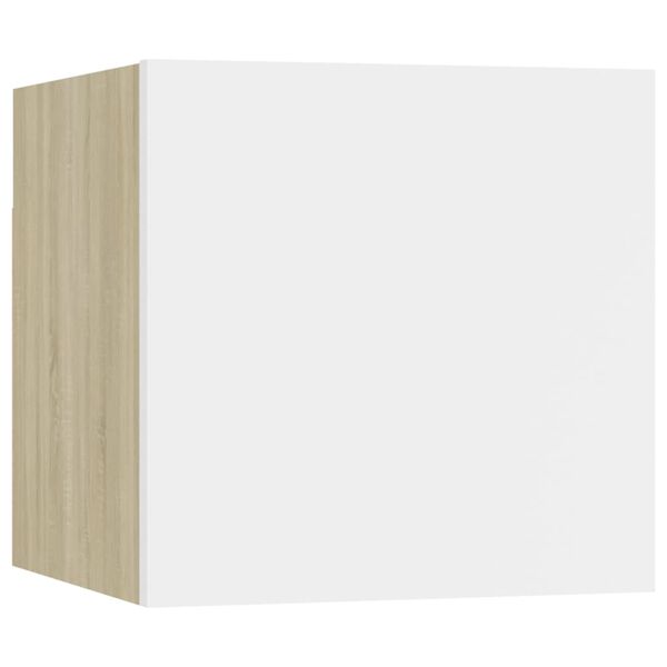 vidaXL TV-Wandschrank Wei&szlig; Sonoma-Eiche 30,5x30x30 cm