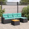 vidaXL 6-tlg. Garten-Sofagarnitur mit Kissen Schwarz Poly Rattan