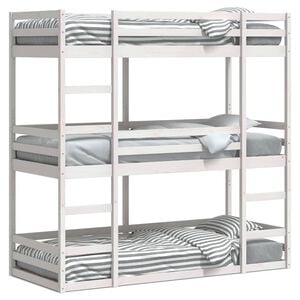 vidaXL Dreifach-Etagenbett Wei&szlig; 90x200 cm Massivholz Kiefer