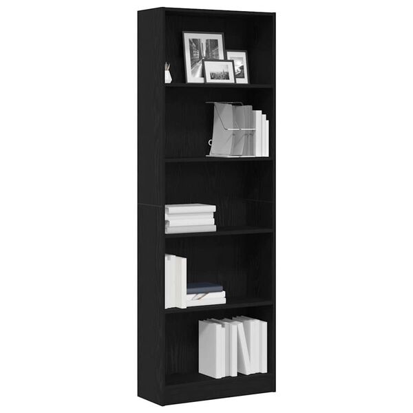 vidaXL B&uuml;cherregal Schwarz Eichen-Optik 60 x 24 x 176 cm Holzwerkstoff