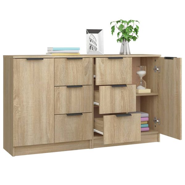 vidaXL Sideboards 2 Stk. Sonoma-Eiche 60x30x70 cm Holzwerkstoff
