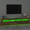 vidaXL TV-Schrank mit LED-Leuchten Räuchereiche 210x35x40 cm
