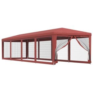 vidaXL Partyzelt mit 10 Mesh-Seitenw&auml;nden Rot 3x12 m HDPE
