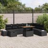 vidaXL Garten-Sofa-Set mit Kissen 9 pcs Schwarz Poly Rattan