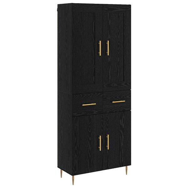 vidaXL Highboard Schwarz Eichen-Optik 69,5 x 34 x 180 cm Holzwerkstoff