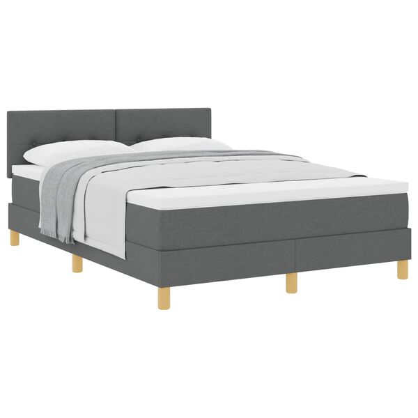 vidaXL Boxspringbett mit Matratze Dunkelgrau 160 x 200 cm Stoff