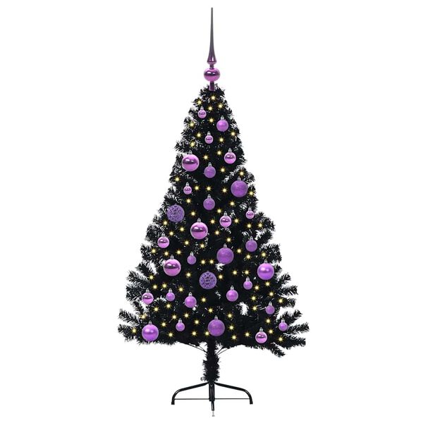 vidaXL K&uuml;nstlicher vorbeleuchteter Weihnachtsbaum Schwarz 120 cm PVC