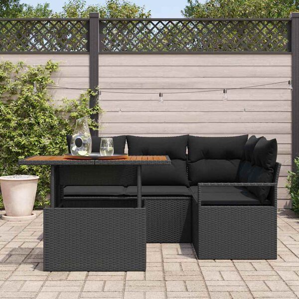 vidaXL Garten Essgruppe mit Kissen 5 pcs Schwarz und Braun