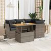 vidaXL 5-tlg. Garten-Sofagarnitur mit Kissen Grau Poly Rattan