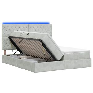 vidaXL LED-Speicherbett mit Matratze Hellgrau 180 x 200 cm Samt