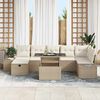 vidaXL Garten-Sofa-Set mit Kissen mit Speicher 8 pcs Beige Poly Rattan