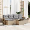 vidaXL 7-tlg. Garten-Sofagarnitur mit Kissen Beige Poly Rattan