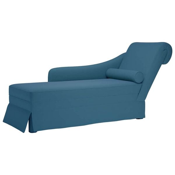 vidaXL Chaiselongue mit Nackenrolle und Rechter Armlehne Blau Samt