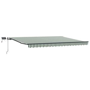 vidaXL Ausziehbare Markise Gr&uuml;n und Wei&szlig; 400 x 300 cm