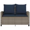 vidaXL Gartensofa 2-Sitzer mit Kissen & Tisch Grau Poly Rattan