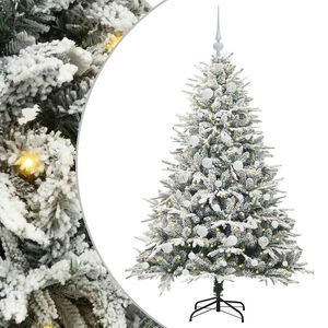 vidaXL K&uuml;nstlicher vorbeleuchteter Weihnachtsbaum mit Kugelset Gr&uuml;n
