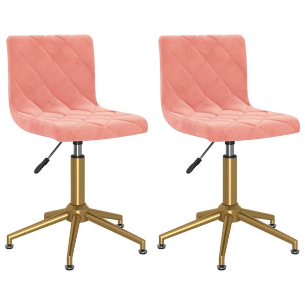 vidaXL Esszimmerst&uuml;hle 2 Stk. Drehbar Rosa Samt