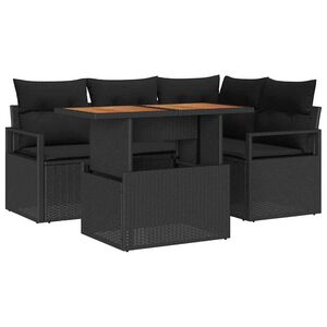vidaXL Garten-Sofa-Set mit Speicher 5 pcs Schwarz Poly Rattan