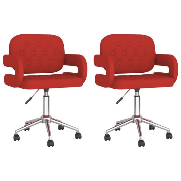 vidaXL Esszimmerst&uuml;hle 2 Stk. Drehbar Weinrot Kunstleder