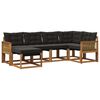 vidaXL Outdoor-Sofagarnitur mit Kissen 6 pcs Nat&uuml;rlich und Schwarz