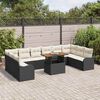 vidaXL Garten-Sofa-Set mit Kissen 11 pcs Schwarz und Creme
