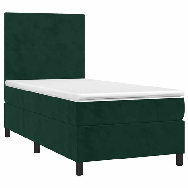 vidaXL Boxspringbett mit Matratze Dunkelgr&uuml;n 90x200 cm Samt