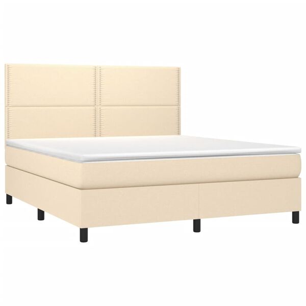 vidaXL Boxspringbett mit Matratze Creme 180x200 cm Stoff